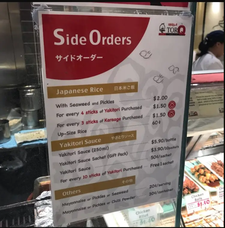 TORI Q MENU SINGAPORE