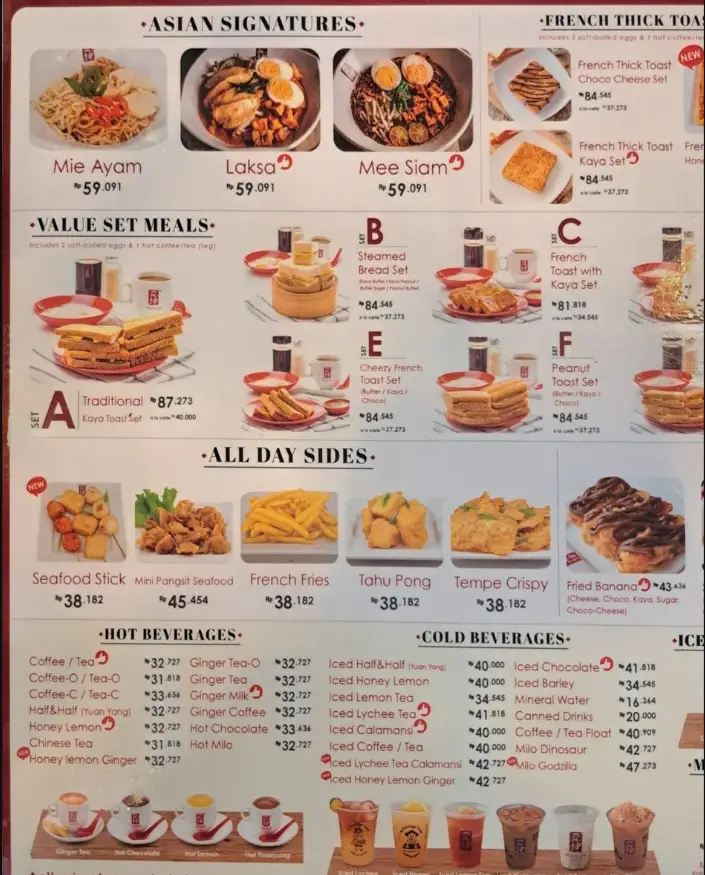 YA KUN KAYA TOAST MENU SINGAPORE