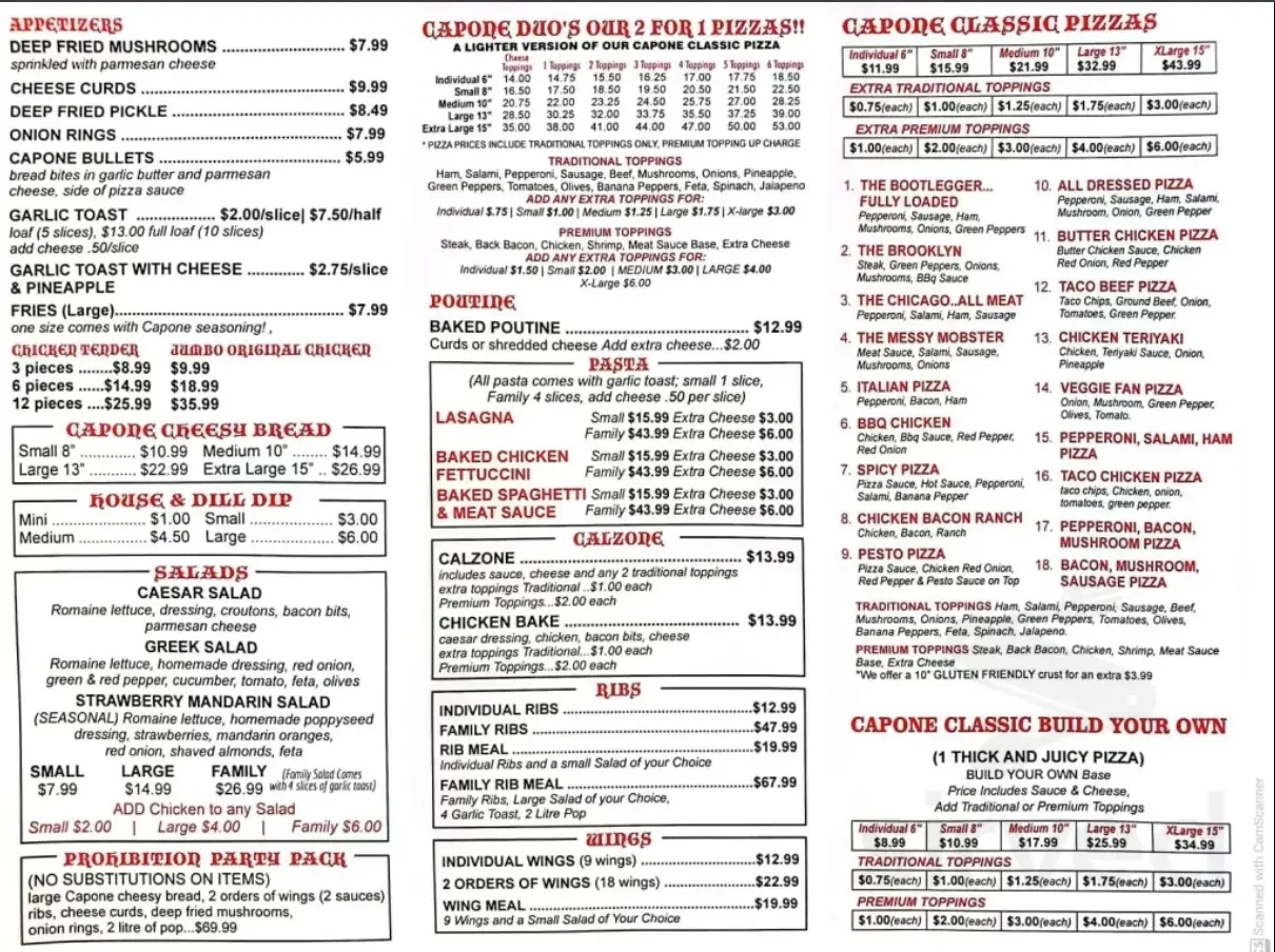 AL CAPONE’S MENU SINGAPORE PRICES LATEST 2024