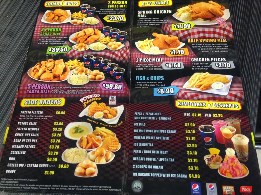 ARNOLD’S FRIED CHICKEN MENU SINGAPORE