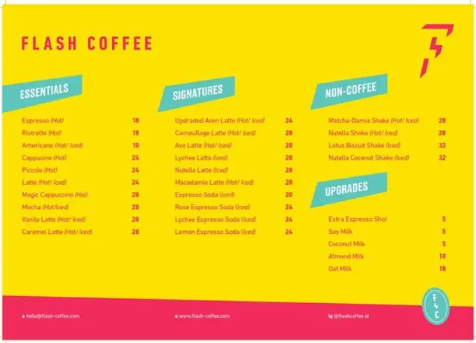 FLASH COFFEE MENU SINGAPORE