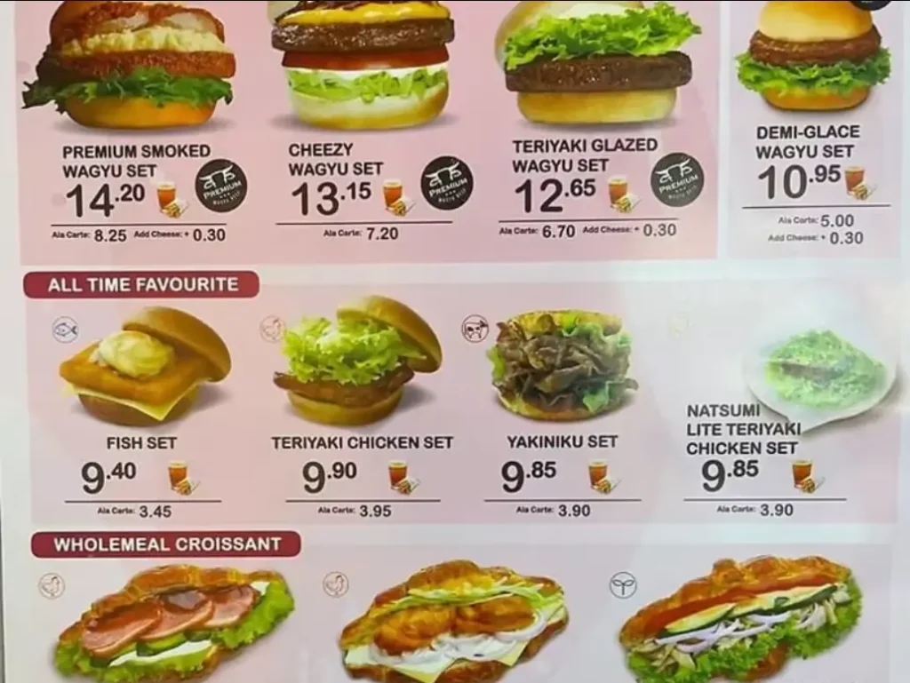 MOS BURGER MENU SINGAPORE