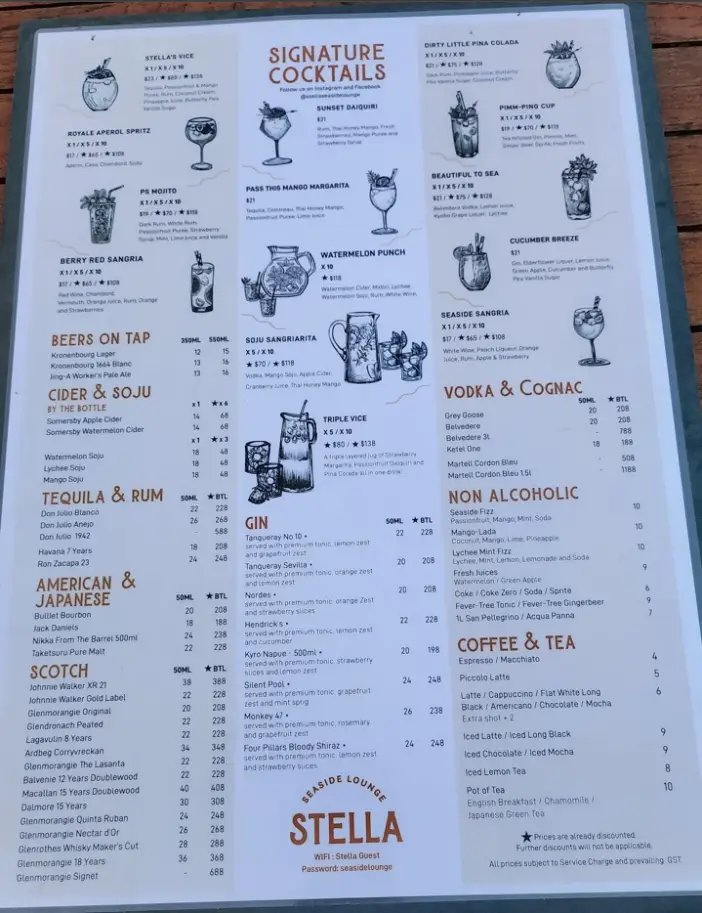 STELLA MENU SINGAPORE