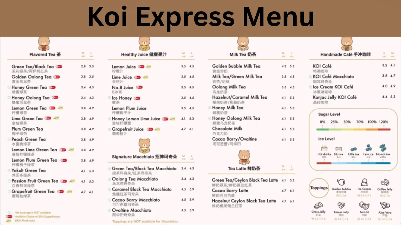 Koi Express Menu