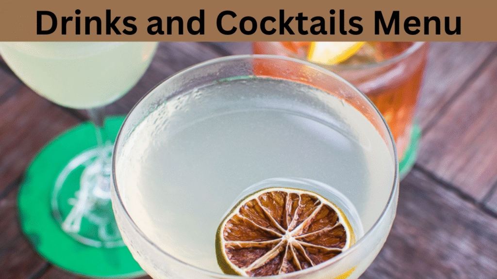 Drinks and Cocktails Menu