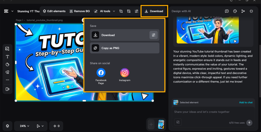 Export Your Thumbnail 
