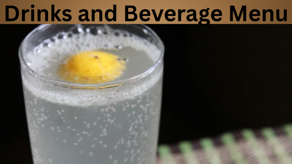 Drinks and Beverage Menu