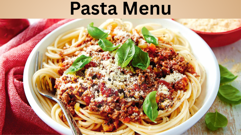 Pasta Menu